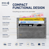 Dompet Kartu RFID Kulit PU Tipis Anti Pembajakan dengan Potongan untuk Jari Ibu Jari, Akses Cepat, Organizer Pembayaran