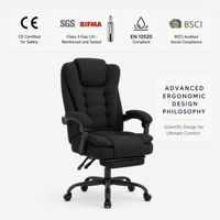 Fauteuil pivotant inclinable ergonomique en cuir de luxe avec accoudoirs réglables, design européen, vérin à gaz à 2 positions
