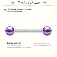 36 Pièces Piercings en Acier Chirurgical pour Lèvres et Langues, avec Boules Acryliques Lumineuses Foncées, Bijoux Corporels pour Femmes et Hommes