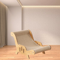 Chaise longue griffoir pour chat en bois de luxe avec coussins en corde de chanvre remplaçables et structure robuste et durable