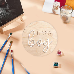 Letreros de madera para anuncio de niños o niñas, anuncio de nacimiento de hospital, decoración de accesorios de fotografía - Product Image 5