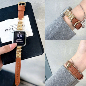 Bracelet en cuir pour montres Series 11/10 SE et 89 Pro, design irrégulier haut de gamme avec fermoir à ardillon - Product Image 2