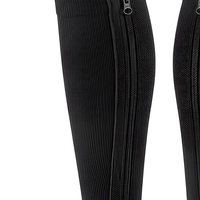 Bas de compression à bout ouvert avec fermeture éclair YKK, hauteur genou, à pression graduée, en tissu respirant pour le voyage et les soins infirmiers