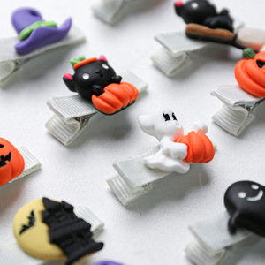 Accessoires pour animaux de compagnie pour petits chiens et chiots, pinces à cheveux mignonnes à thème Halloween avec dessin animé de citrouille fantôme - Product Image 4