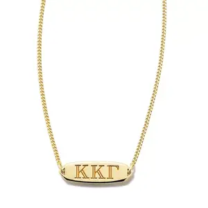 Custom Engraved 316l Stainless Steel Kappa Kappa Gamma Greek Pendant Necklace Pvd 18k Gold Plated Sorority Fraternity Necklace