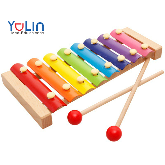 Kids PVC Xylophone Musical Toy 8 Notes Keys 24cm Durable Educational Instrument with 2 Mallets