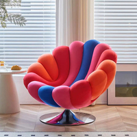 Fauteuil individuel italien créatif en velours en forme de fleur, moderne, simple et confortable, pour salon, chambre, villa, détente, pivotant