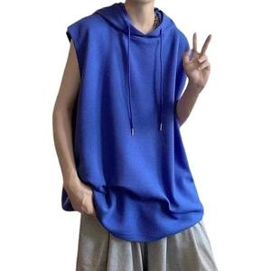 Custom <b>Men's</b> Waffle <b>Knit</b> <b>Vest</b> with Hood Sleeveless Loose-fit <b>Men's</b> T-shirt for Summer Trendy <b>Men's</b> T-shirt - Product Image 1