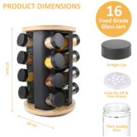 Ensemble de rangement d'assaisonnement de cuisine sur pied de style moderne Étagères en métal et bambou pour épices Étagères rotatives pour condiments Présentoir pour bocaux d'armoire
