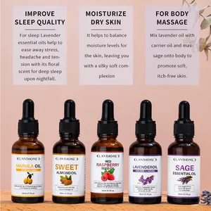 Lanthome Wholesale 100% Pure Dropshipping Pure Natural Raspberry Seed Marula Sage Sweet Almond Lavender Essential Roller Oil Set