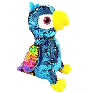 Brinquedo de pelúcia de animais, venda quente, flip, papagaio, brinquedo de pelúcia, com lantejoulas de glitter reversível, brinquedos de pelúcia