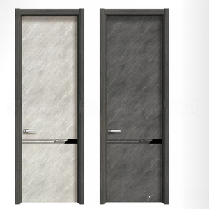 Porte de chambre moderne bicolore en bois massif Porte intérieure en cristal de carbone personnalisée étanche à l'humidité avec fonction antivol - Product Image 6