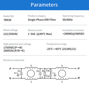 Mehrfach ME430 Anschlusstypen, 250V Einphasiger Zweistufiger EMV/EMI-Filter mit Hoher Leistung für Geldautomaten und USV-Steuerungen - Product Image 3