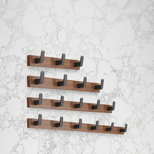Perchero de pared de madera con 6 ganchos, diseño minimalista para almacenamiento de ropa, uso en entrada o dormitorio, gancho para abrigos de madera maciza - Product Image 2