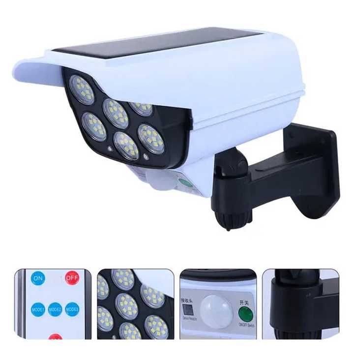 Lumières étanches personnalisées capteur de mouvement caméra factice 77 LED projecteur extérieur Wall Street Lamp pour la maison cour solaire jardin lumière