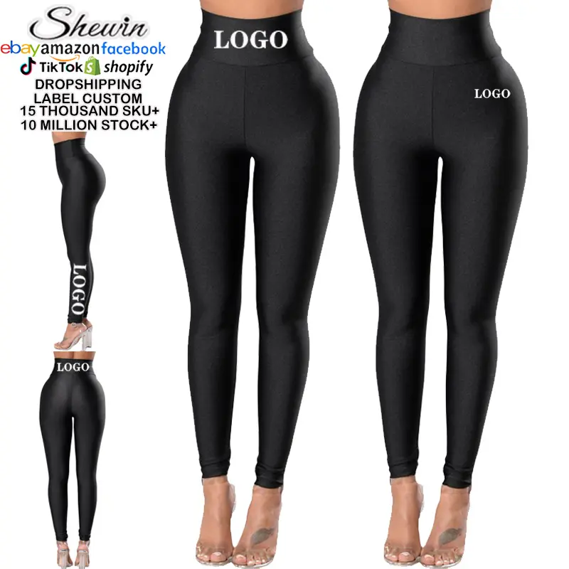 Bulk Custom Logo Sexy Black Fitness Gym Workout Tummy Control Woman High Waist Tights Leggings For Women