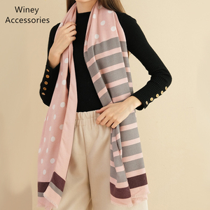 2021 Cổ Điển Mùa Thu Mùa Đông Chấm Bi Sọc Dài Khăn Quàng Cổ Pashmina Cho Phụ Nữ Khăn Choàng Sành Điệu Viscose Cotton Mùa Hè In Hijab - Product Image 3