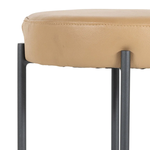 Nocona Counter <b>Stool</b> Iron, Top Grain <b>Leather</b> Gunmetal, Tan <b>Leather</b> Durable High Bar <b>Stool</b> for Home Bar & Dining Room - Product Image 5