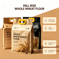 Sachet Doypack avec poignée, scellé sur 8 côtés, pour emballage de céréales et farine, qualité alimentaire pour poudre de riz, impression et dimensions personnalisables