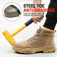 Botas de Trabajo para Hombre de Cuero Vacuno con Punta de Acero, Cómodas, con Cordones, Antideslizantes, con Suela de Goma, para Exteriores