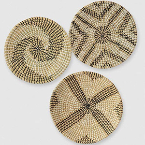 Wholesale Natural Seagrass Wall Decor Set 3 Hand Woven <b>Rattan</b> <b>Basket</b>/Plate Artistic Best Price Art <b>Hanging</b> Wall Art Decor - Product Image 1