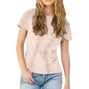 Dropshipping ropa señoras cuello redondo Camiseta Puakenikeni líneas arte diseño patrón estampado bajo demanda verano Mujer Top - Product Image 2