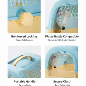Transportín de Viaje Transpirable y Fácil de Limpiar para Mascotas Pequeñas, Jaula Portátil para Hámster con Asa y Botella de Agua para Animales Pequeños - Product Image 4