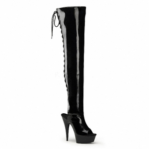 6 inç yüksek topuk çizmeler moda büyük boy 12 uzun çizmeler 15cm ince topuklu platform <span class=keywords><strong>peep</strong></span> <span class=keywords><strong>toe</strong></span> pişirme boya dantel Up sahne gösterisi parti - Product Image 1
