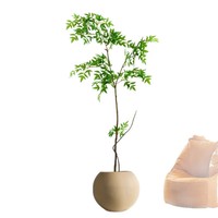 Bonsai Nandina Buatan Berdiri di Lantai, Skala Besar, Mirip Asli, Gaya Eropa Barat, Bahan PVC, Besi, PU, Tanaman Hias Dalam Ruangan