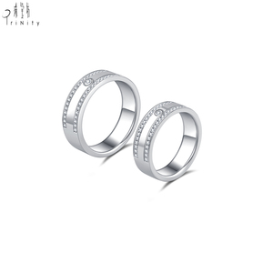 Bagues de mariage en or 18 carats pour couples, bagues assorties minimalistes avec diamants naturels, ajustement confortable, bijoux raffinés - Product Image 2