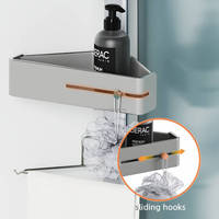 Rak Mandi Sudut Segitiga WIREKING 5 in 1 Tanpa Bor, Rak Penyimpanan Kamar Mandi, Organizer Shower