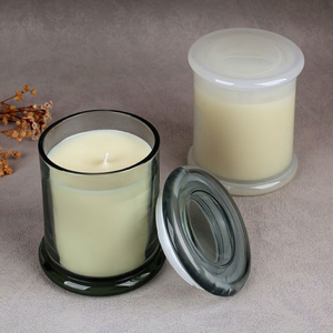 Frasco de Vidrio Cilíndrico para Velas con Tapa Redonda Resistente al Calor, Decoración para el Hogar - Product Image 1