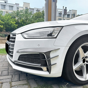 Audi A5 S5 F5 Sline 2017-2020 Front Grille Deflector Piano Black Carbon Fiber Texture ABS Adhesive Fitment - Product Image 2