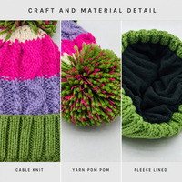 Bonnet d'hiver en tricot torsadé avec pompon, doublure polaire, broderie 3D, couleur personnalisée, marque privée, unisexe, faible MOQ, vente en gros - OEM/ODM Highfly