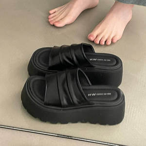Sandalias de Plataforma Gruesa con Tira Ancha de PU, Plisadas y Fruncidas, de Guangzhou Professional FTS 1688 Agent One-Stop Sourcing, Disponibles 24/7 - Product Image 3