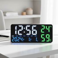 Neue Digitale Wanduhr für Wohnzimmer mit Fernbedienung, USB-Betrieb, Temperatur- und Feuchtigkeitsanzeige, Nachtlicht, Multifunktional für den Ruhestand