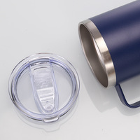 Vente en gros de tasses à café isothermes personnalisées de 12 oz avec logo, avec poignée, gobelets de voyage à double paroi, couvercle sans BPA pour l'eau bouillante