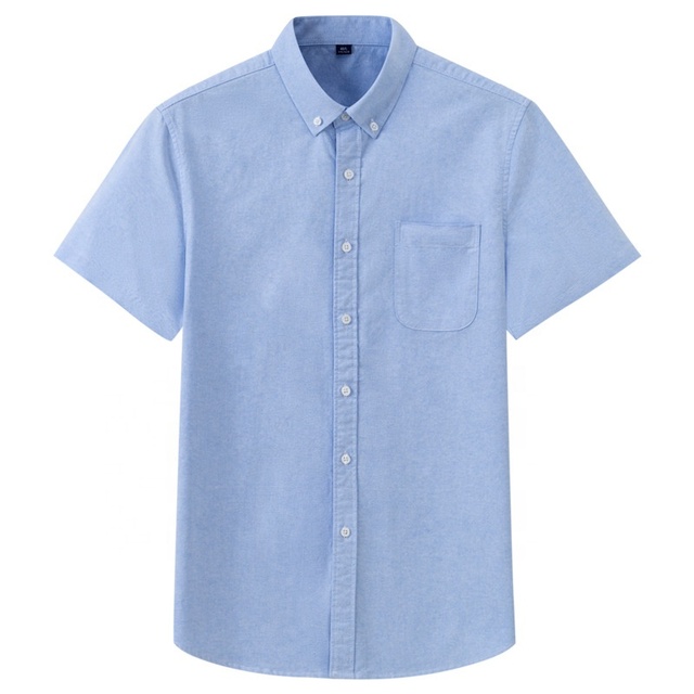 Customized Comfortable Soft Cotton Short Sleeve Shirts Button up Turn Over Collar Men's Shirts