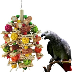 Wooden Pet Supplies Pet <strong>Parrot</strong> Chew <strong>Toy</strong> Colored Kapok Bird Hanging Chew <strong>Toy</strong> Wooden Block Swing <strong>Toy</strong> - Product Image 1