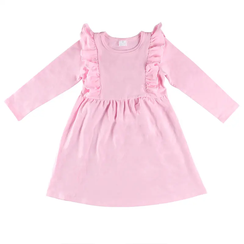 Offre Spéciale casual bébé filles robes Couleur unie Princesse conception western enfants smocked vêtements