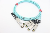 Kabel Serat Optik AOC 100G 30M Kabel Optik Aktif OM3 QSFP28 ke 4*SFP28 untuk Penggunaan Pusat Data