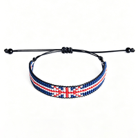 Bracelet tressé personnalisé avec perles de rocaille drapeau national du Royaume-Uni, bracelet ajustable en cordon tressé, bijou souvenir pour fan de sport DIY