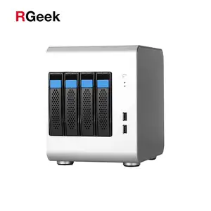 RGeek 4托架热插拔铝制ITX 6托架Nas机箱机箱，适用于云存储服务器6*3.5硬盘