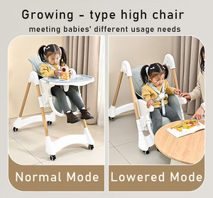 Silla alta plegable ajustable de diseño moderno para niños, asiento de cuero PU, Material plástico metálico para sentarse o acostarse en la silla alta de bebé - Product Image 4