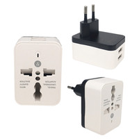 Adaptateur de prise de voyage européen avec rallonge et 2 ports USB 10A 2 prises