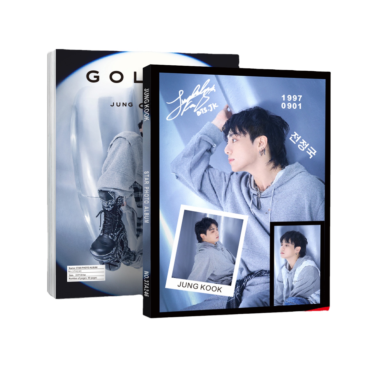 KPOP JUNGKOOK อัลบั้มใหม่อุปกรณ์ต่อพ่วงสีทองอัลบั้ม HD เทียนหยิงกู่อัลบั้มภาพดาว 80P การ์ดโลโมในสต็อก