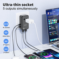Adaptador de Corriente de Viaje Todo en Uno, Mini Cargador Ultrafino de 25W PD, Enchufe de Carga Directo de Fábrica, Tipo C, Doble USB, Resistente al Fuego