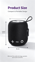 Nouvelle enceinte portable sans fil 5W résistante à l'eau IPX6 en tissu et plastique, avec subwoofer stéréo extérieur et prise en charge du logo personnalisé
