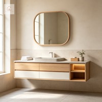 Mueble de Baño Estético Urbano Zen XINGRUO, Ecológico, Minimalista, Flotante, Personalizado, Juego de Muebles de Madera Natural