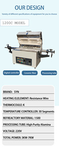 Horno tubular de tratamiento térmico de pirólisis de madera de materia orgánica de biomasa de alta <span class=keywords><strong>temperatura</strong></span> 1200C - Product Image 3